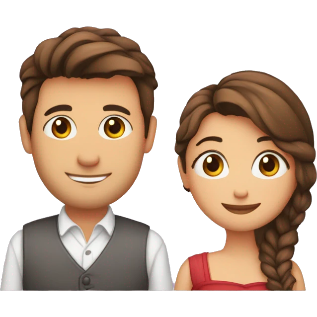 Una pareja de enamorados y un corazón grande de fondo emoji