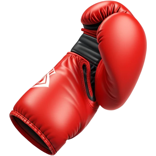 A small, bold boxing glove with a shiny red leather texture, clenched and angled forward, dynamic motion lines around it, symbolizing a powerful punch, clean white background emoji