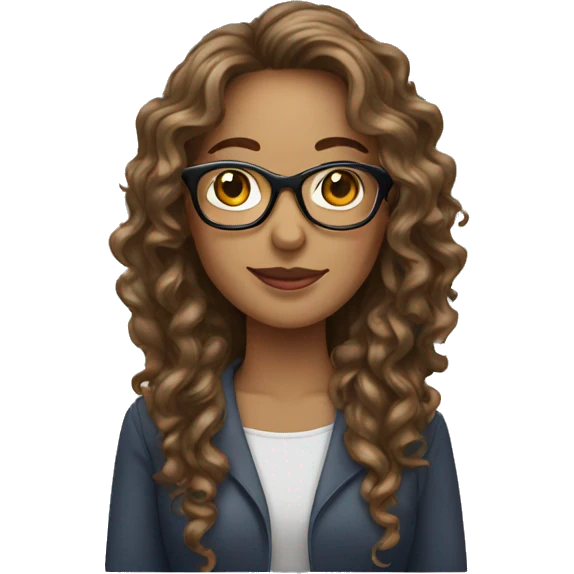 Long Curly hair woman with glasses emoji