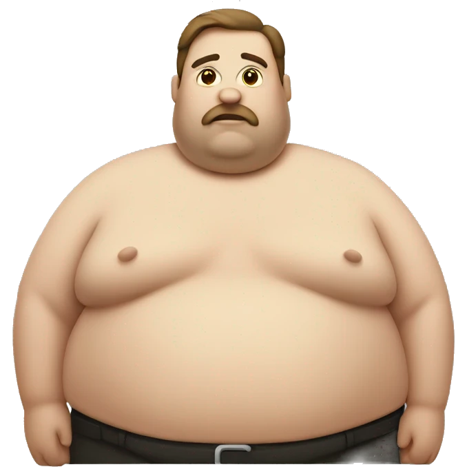 Fat man with stomach rolls emoji