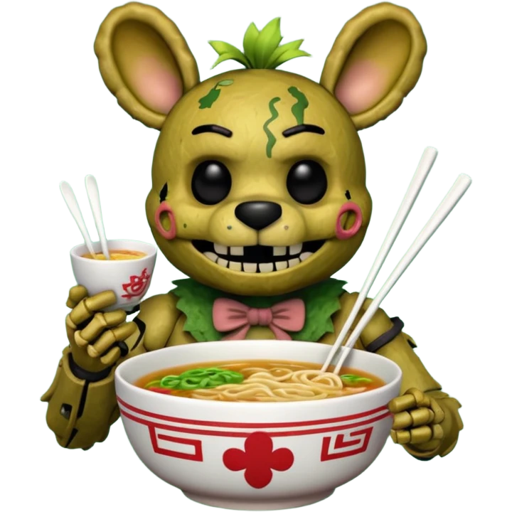 Springtrap from five nights at Freddy 3 eating ramen emoji