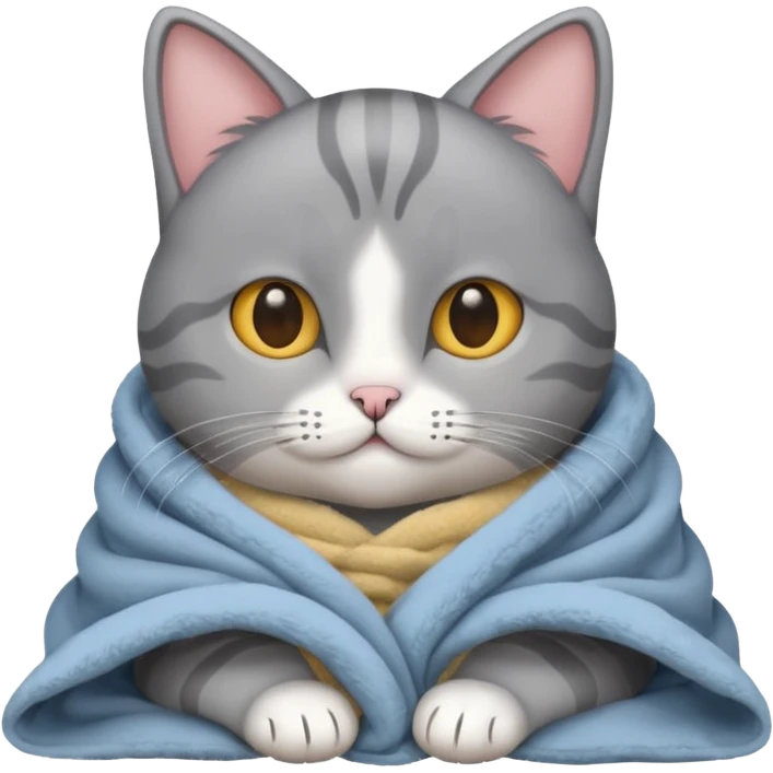 grey cat in blanket emoji