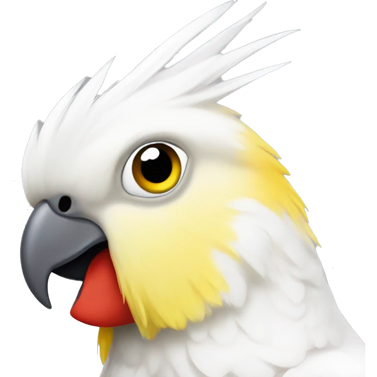 white, yellow, grey cockatiel with red cheeks emoji