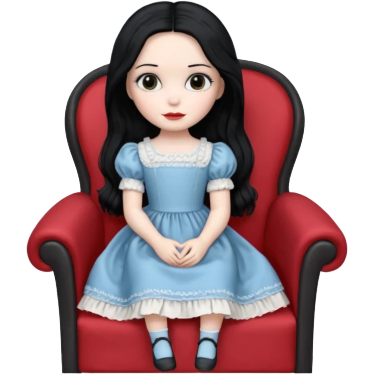 annabelle doll is sitting on the chair


















 emoji