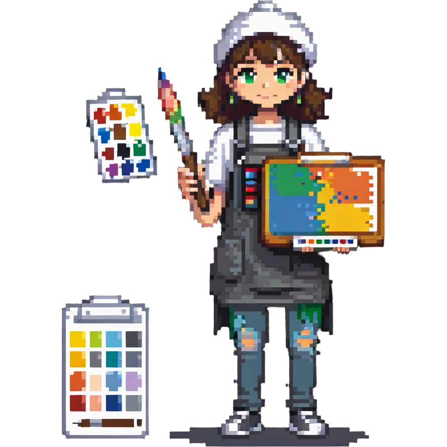 sick artist looking unwell with a paintbrush and palette emoji