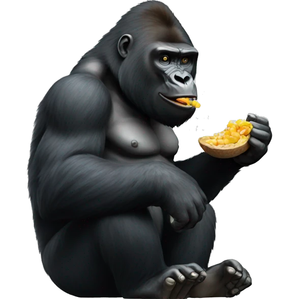 a gorilla eating emoji