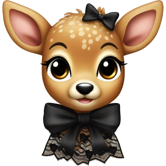 cute baby deer with black lace bow emoji
