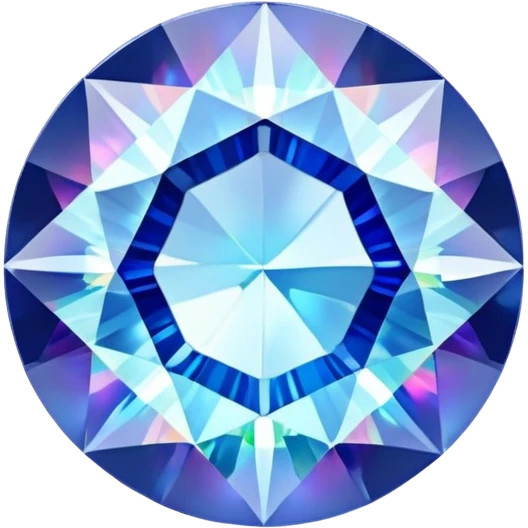 round cut sapphire gem with delicate light blue color, holographic rainbow fire, and brilliant facets emoji