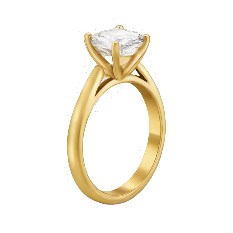 One Cushion cut diamond ring with gold band  emoji
