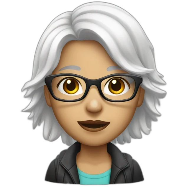 girl with white hair wearing glasses emoji
