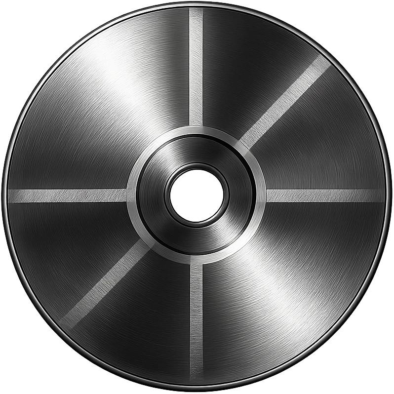A minimalist CD disc with geometric pattern, glowing effect, violet color emoji