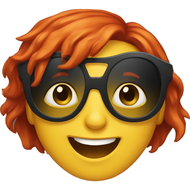 Red hair girl with sun glasses having fun emoji
