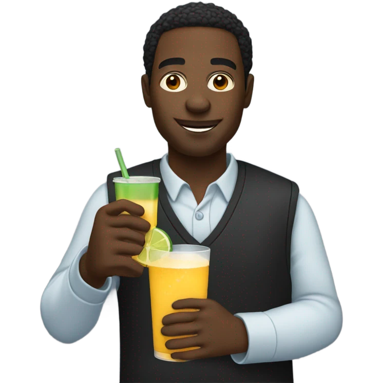 Black guy with a refreshment emoji