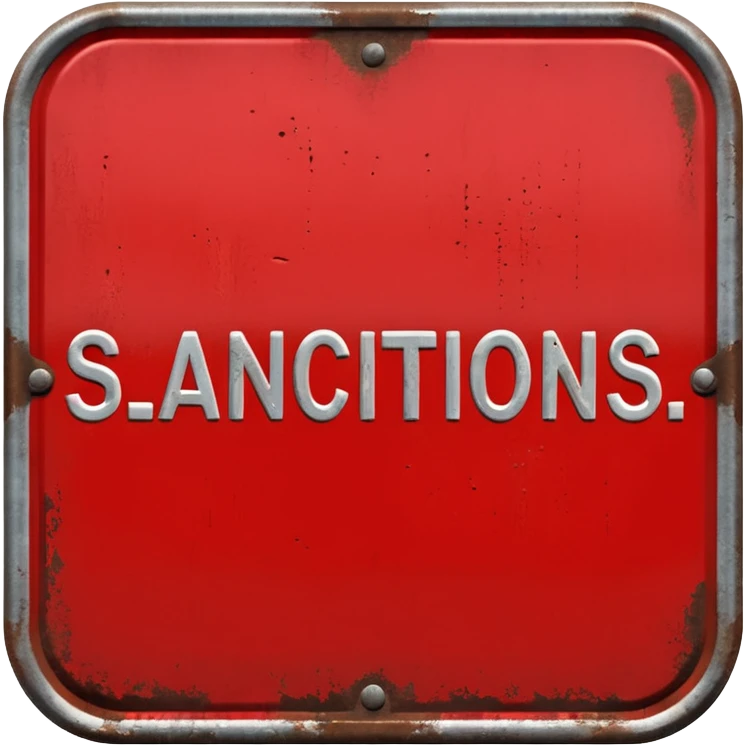 
red road sign with the inscription sanctions emoji