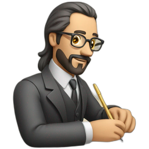 Man writing document with paper and quill  emoji