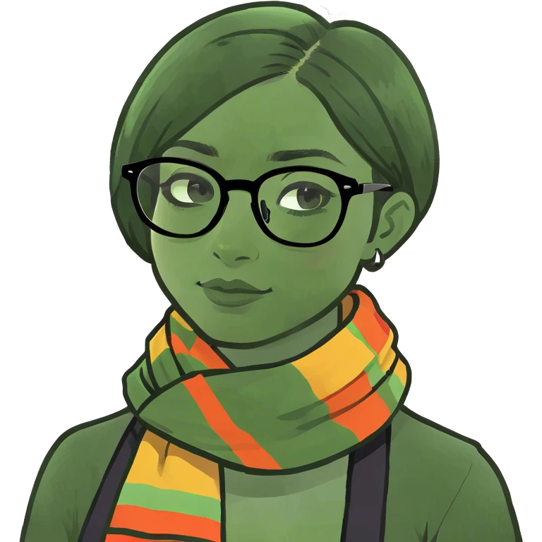 girl with dark mid length short hair with black glasses  emoji
