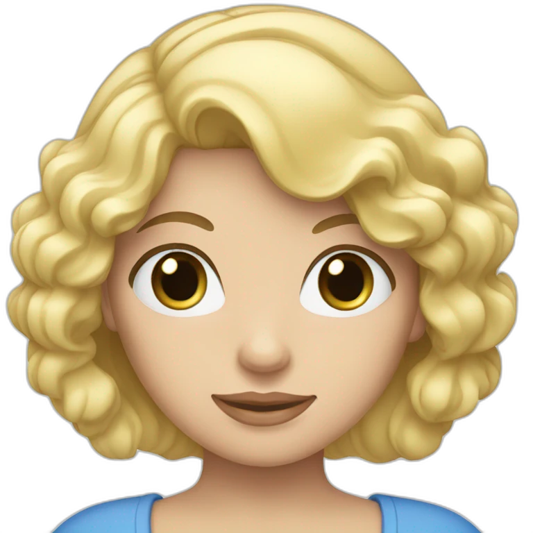 Blond woman blue eyes holding à heart emoji