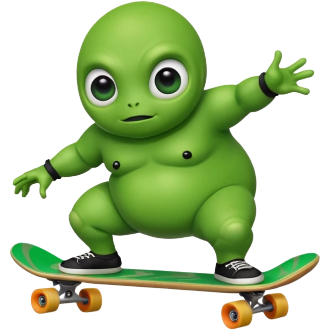 Fat alien riding a skateboard  emoji
