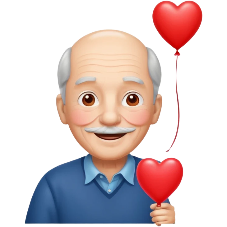 Grandpa floating with heart balloon emoji