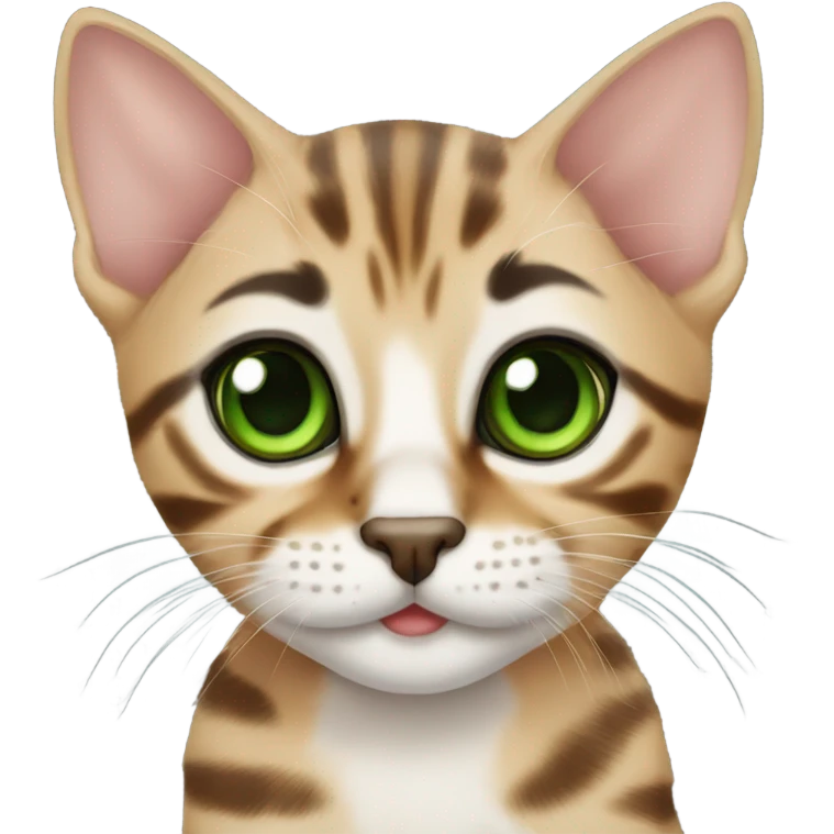 Bengal kitten with green eyes emoji