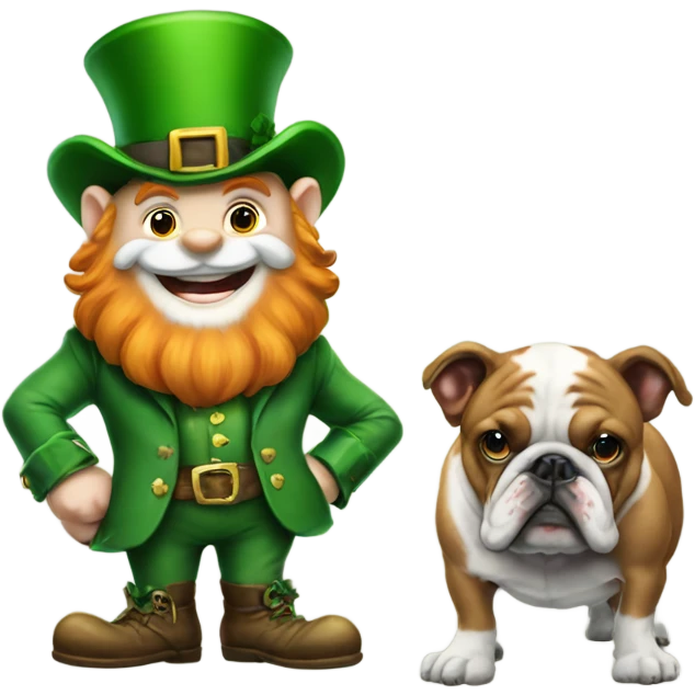 Leprechaun standing on a bulldog emoji