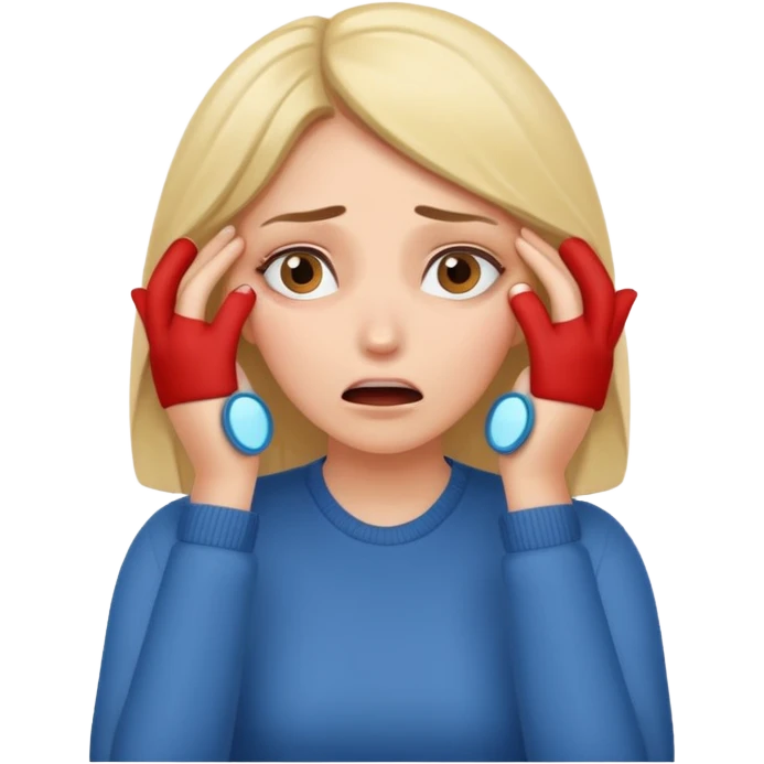 Scared woman peeking hands covering eyes emoji