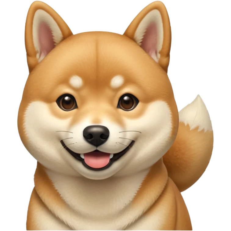 portrait of a shiba dog, smiling with closed mouth, no tongue showing emoji