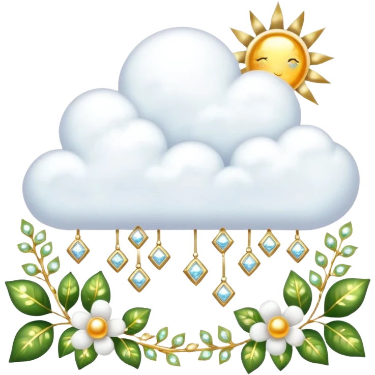 White and glittery gold with marble stones, vines, divine, heavenly, spiritual, pure, glowing, cute clouds, sunshine, sparkly, beautiful, elegant, luxurious, pretty, aesthetic scenery scene picture   emoji