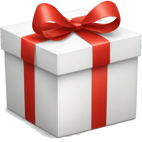 present - round shape white box and red ribbon emoji