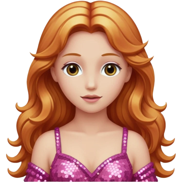 Venus, God of Sky from Gods and Goddesses with long reddish blonde hair, pink sequin outfit emoji