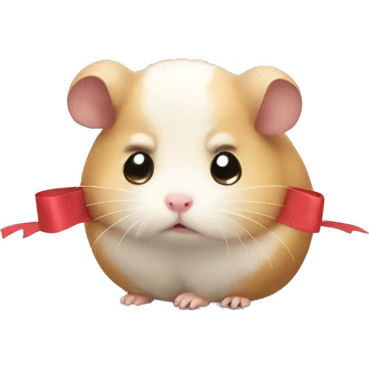 Sad hamster with a bow emoji