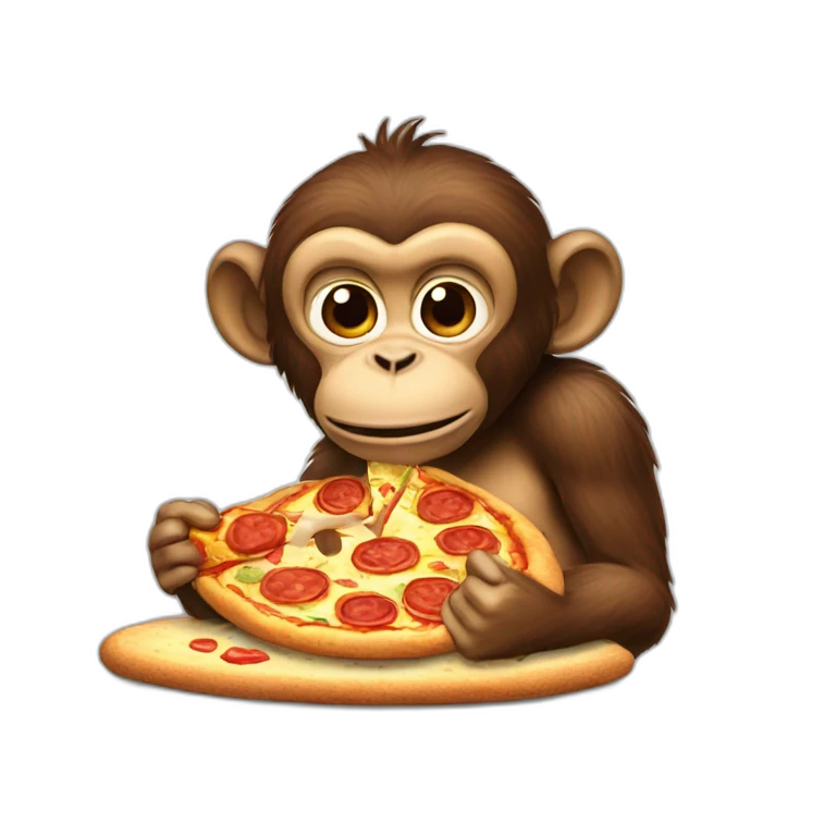 monkey eating pizza emoji