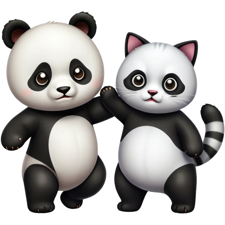 Panda battling cat emoji