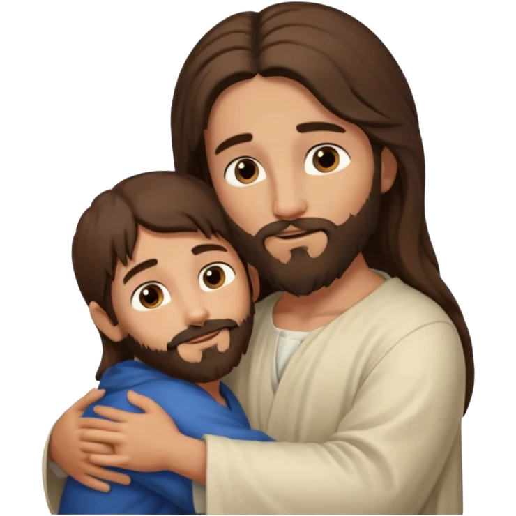 Niño abrazando a Jesús de Nazareth emoji