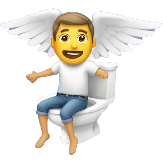 Man flying on toilet emoji