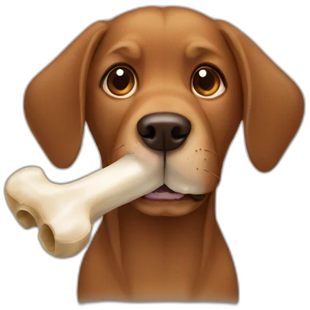 brown dog with a bone in his mouth emoji