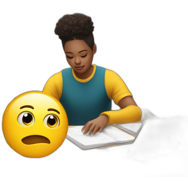 A student is distracted by tik tok while studying emoji