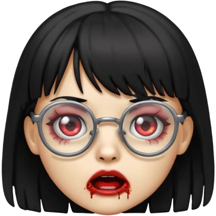 Garota zumbie emoji iphone com oculos e cabelos pretos com franja emoji