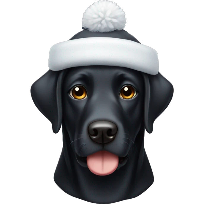 Black lab dog wearing snow hat emoji