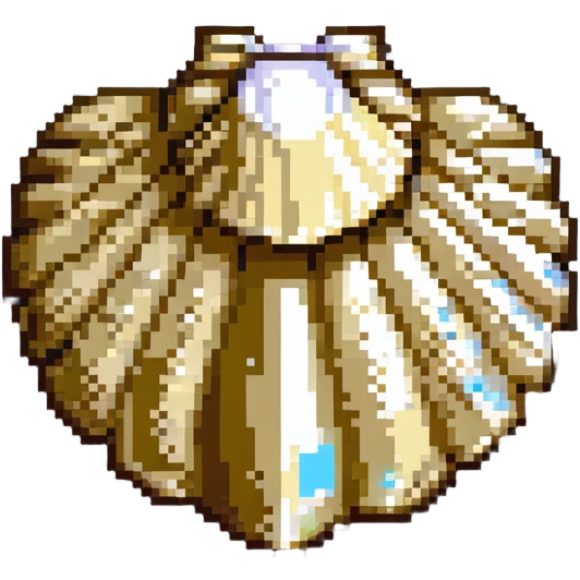 Clam with shiny pearl inside, open seashell revealing pearl treasure emoji
