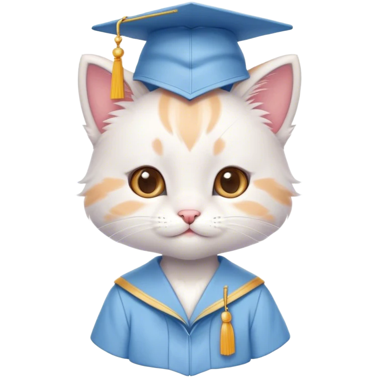 CUTE LITTLE KITTY in LIGHT BLUE graduation uniform  emoji