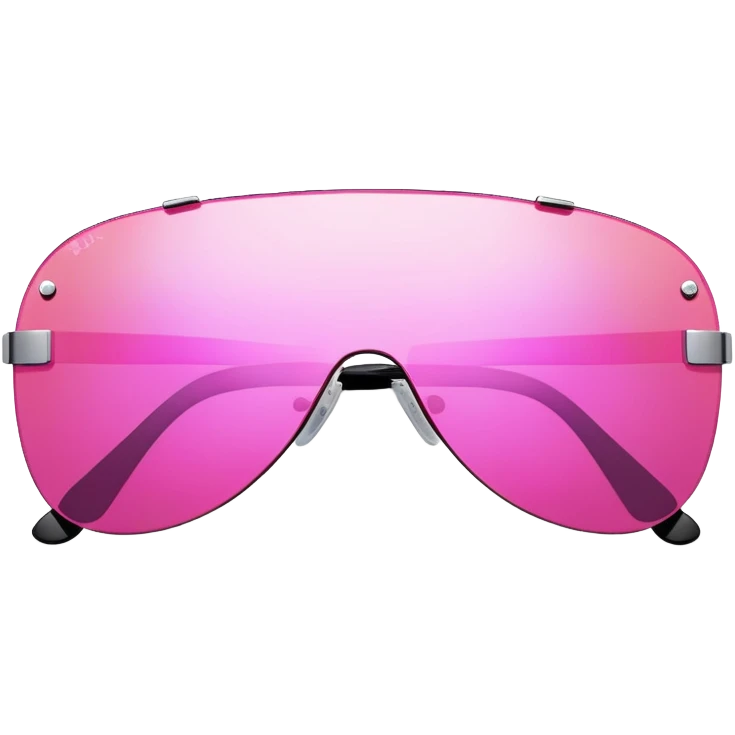 pink mirrored shield sunglasses, Y2K cyber style, frameless design emoji