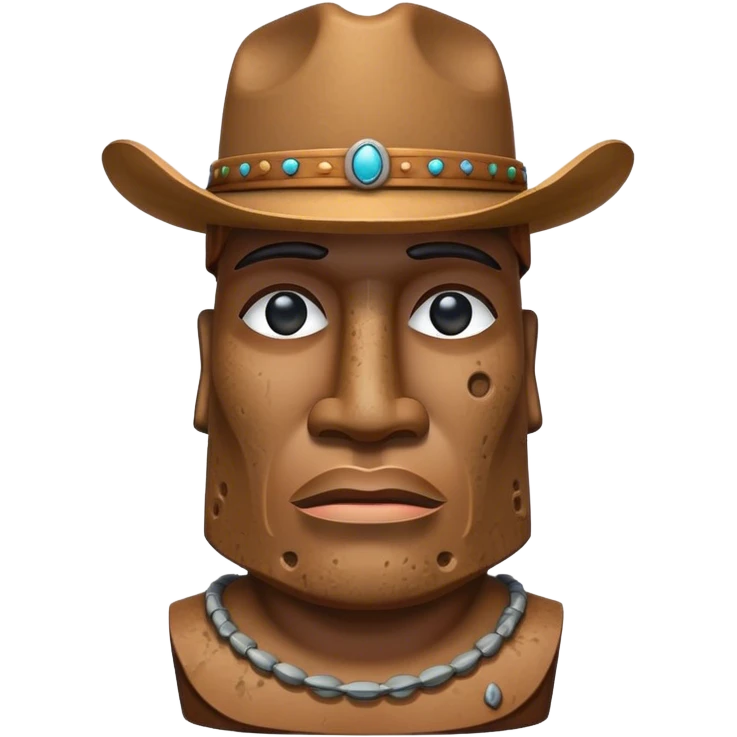 moai head statue with cowboy hat blushing emoji