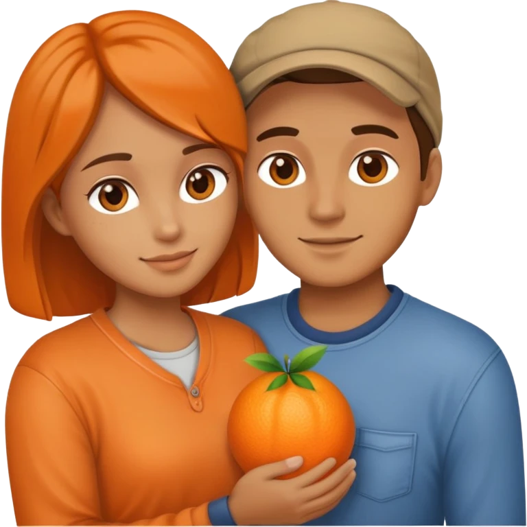 Couple hugging orange emoji
