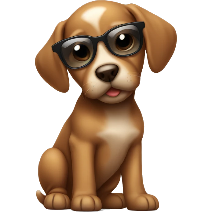cute brown puppy with wearing sunglsses emoji