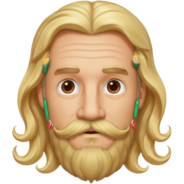 MID AGE MAN WITH LONG BLOND WAVY HAIR, MOUSTACH AND BEARD emoji