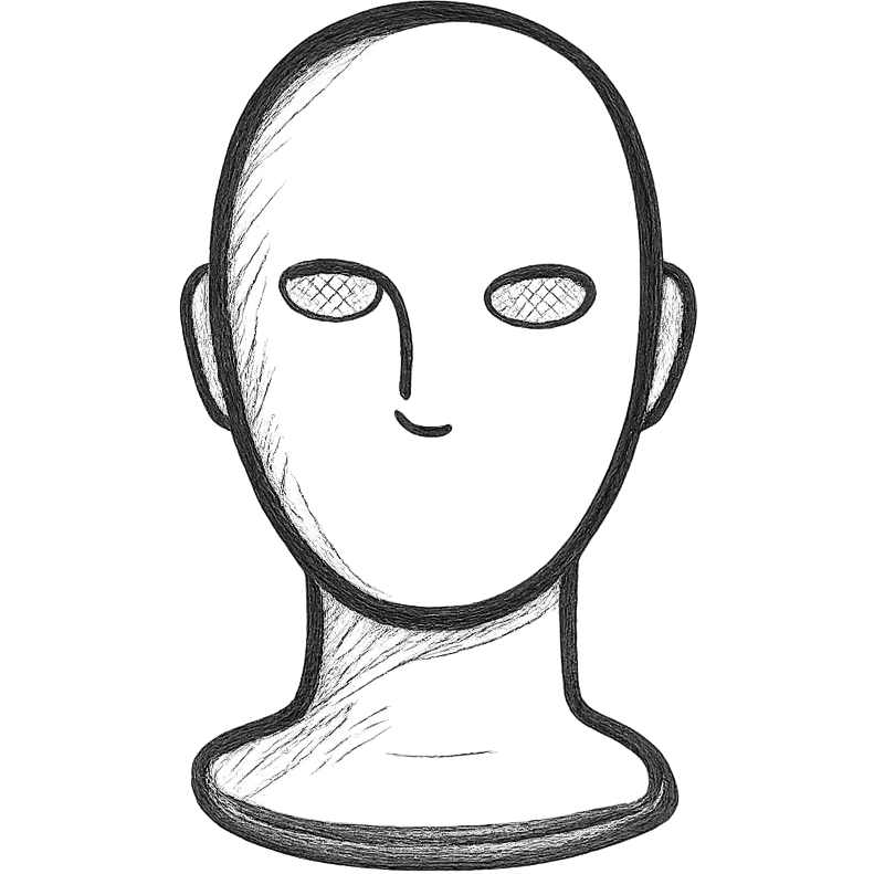 grey mannequin face, modern icon style, subtle highlights emoji