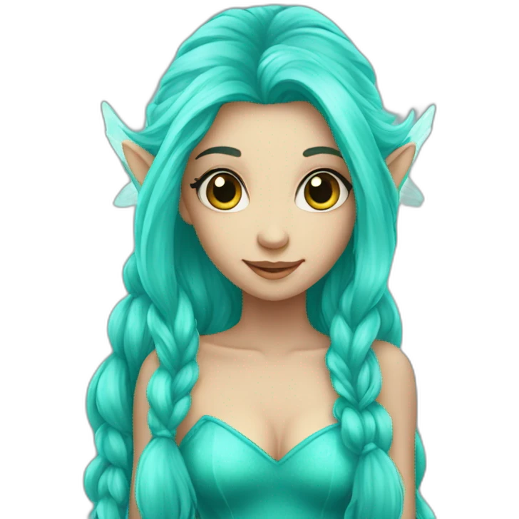 Cute turquoise fairy long hair emoji