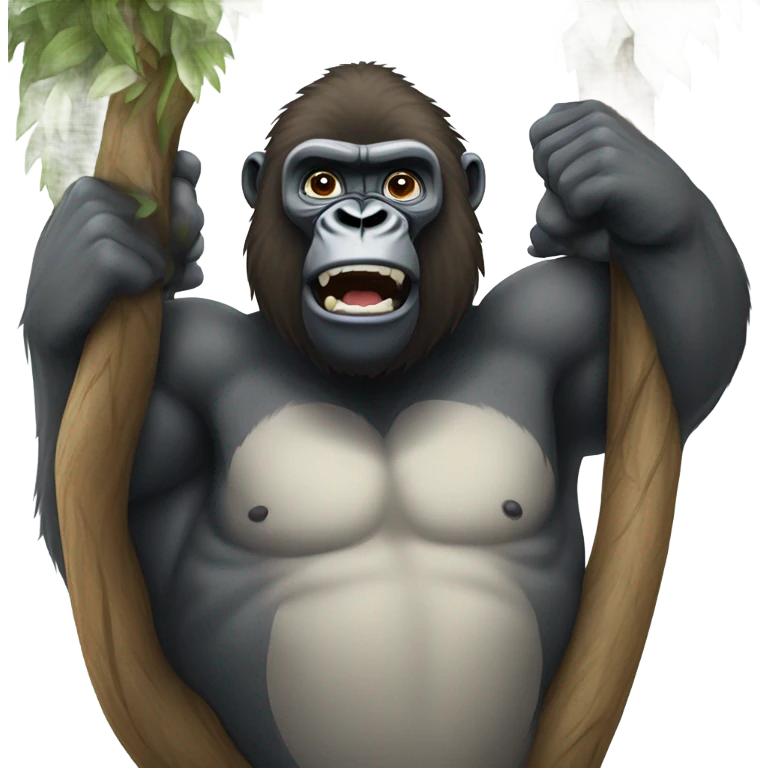 A gorilla with no legs climbing a tree emoji