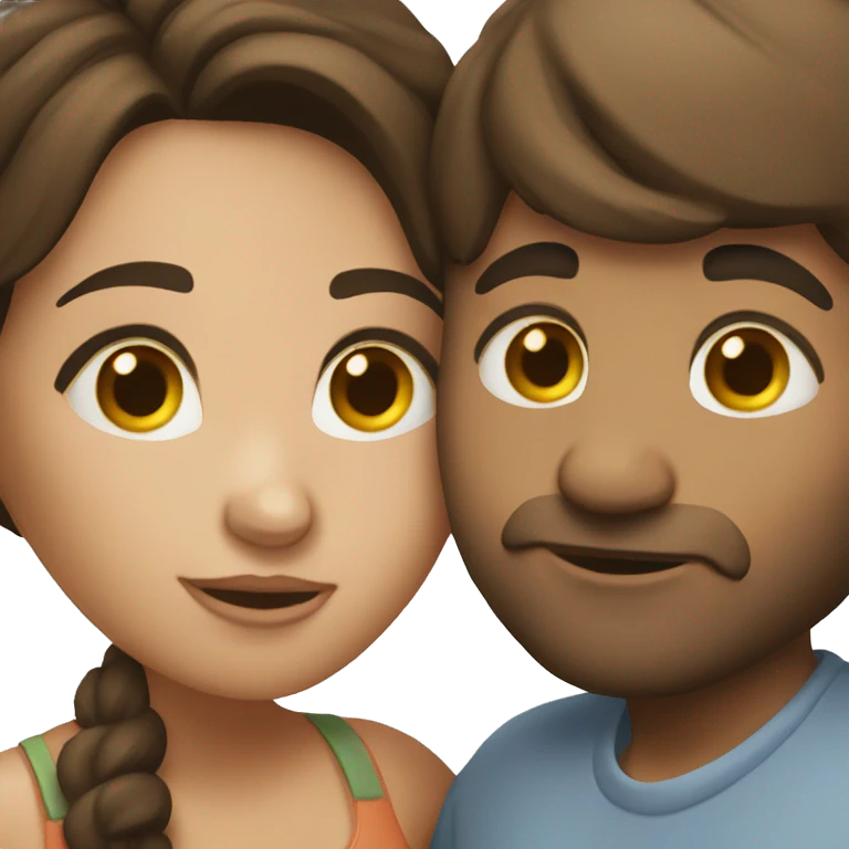 brunette couple kissing emoji
